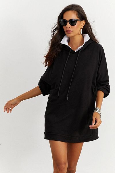 bacc Black Hooded Oversized Pocket Sweatshirt Bcbsk-25700-K7278