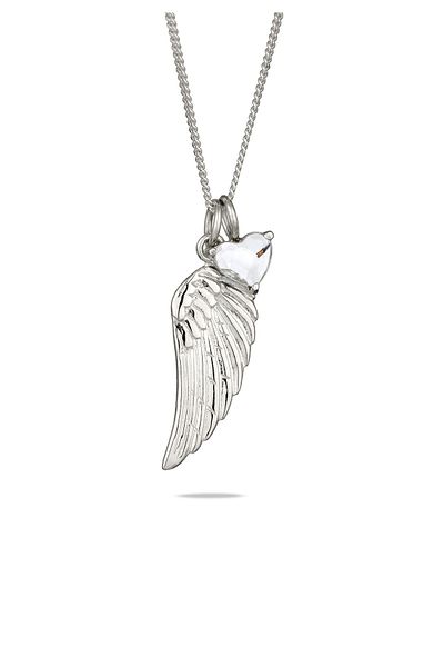 ELLI Halskette Kette mit Anhänger Damen Feder Panzerkette Glaskristalle Herz weiß 925 Sterling S
