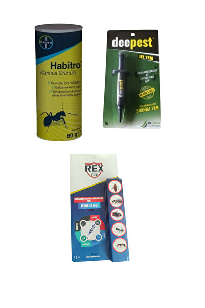 Bayer Tüm Karıncalar Için 3`lü Ilaçlama Seti Habitrokarınca/rex Jel 5gr/deepe...