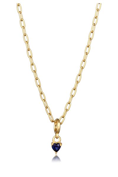 ELLI Necklace Premium Necklace With Stone Women Heart Pendant Carabiner Clasp Sapphire Dark Blue 925