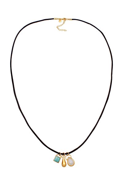 ELLI Halskette Satinkette Damen Gliederkette Amazonit Cabochon Blau Mondstein Cabochon Weiß 925 Sterli