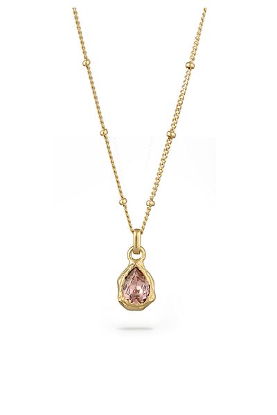 ELLI Necklace Necklace With Pendant Women Ballchain Glass Crystal Xilion Cut Rose 925 Sterling Silver Gol