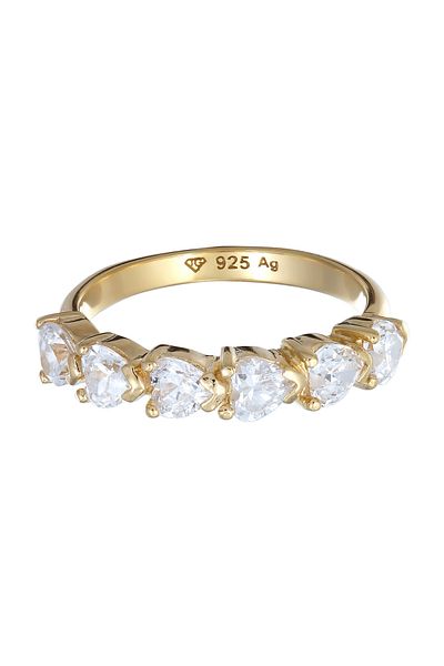 ELLI Ring Ring With Stones Women Heart Zirconia White 925 Sterling Silver Valentine's Day