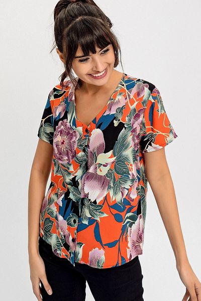 bacc Women's Purple Floral V-Neck Patterned Blouse Bcbsk-25700-H5030