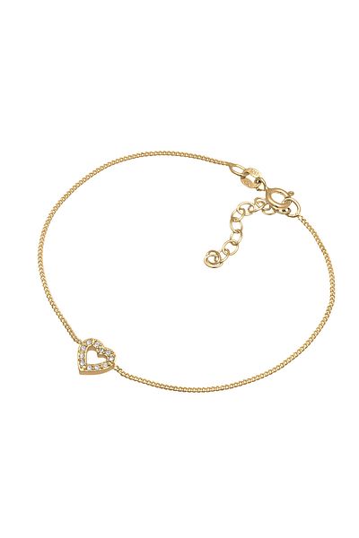 ELLI Bracelet Ladies Heart Pendant With Crystals In 925 Sterling Silver