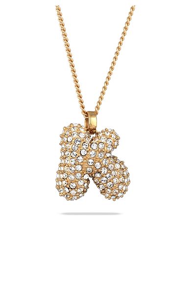 ELLI Halskette Damen Halskette Bubble Letter Anhänger Glaskristalle Xilion Cut Weiß 925 Sterling Silber Go