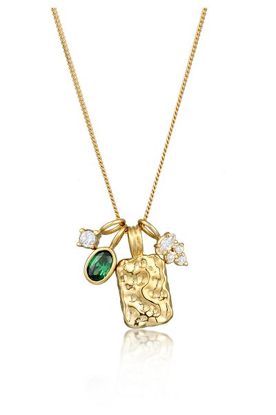 ELLI Necklace Necklace With Pendant Women Platelet Armouredchain Zirconia Marquise Cut White Green 925 St