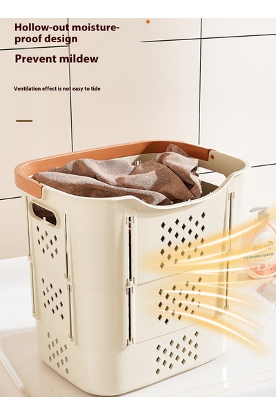 sharpdo Bathroom Clothes Storage Basket Dirty Clothes Basket with 1 Underwear Blue 38*29.5*38.5CM