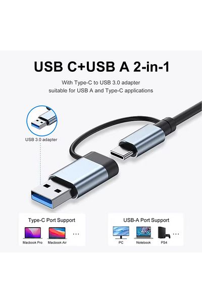 starnewstore Home C Hub USB Hub 3.0, vienon Alüminyum 7'si 1 Arada USB Genişletici, 1 x USB 3.0, 4 x USB 2.0 ve