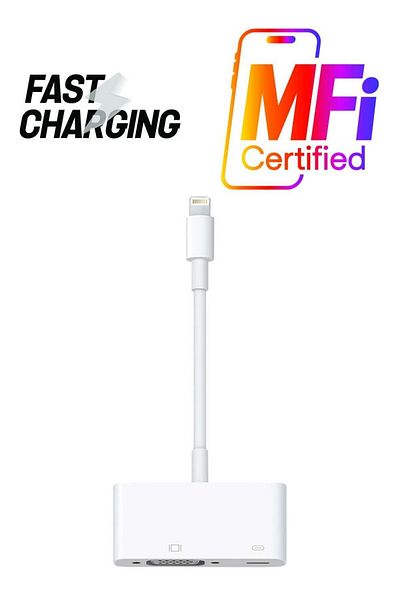 COOYA Apple Lightning To VGA Adapter,White