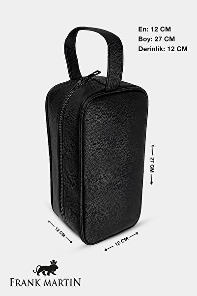 Frank Martin Vegan Leather Personal Care and Travel Bag Large Volume Handbag Black 140-001