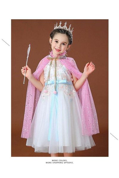 COOYA Ice Princess Girls Cape Set, Soft Yarn, Star Sequins and Gauze, One Size, Suitable for Girls 6+