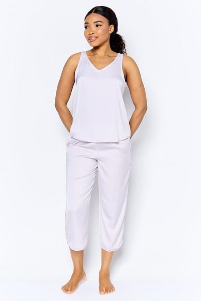 Anne Klein Women 2 Pcs Set Allover Print Pajama, Grey