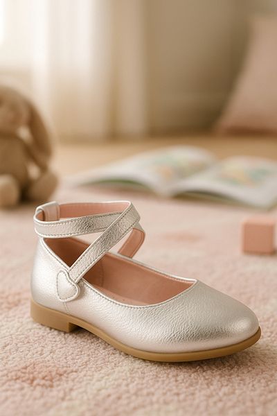 SIRRI Glitter Silver and Pink Girl's Evening Dress Ballerina Shoes (21 -35)