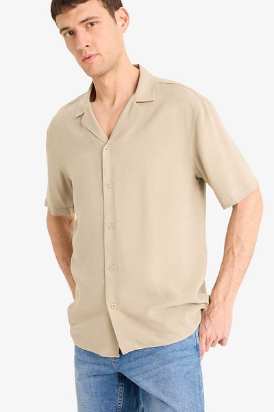 DeFacto Regular Fit Apache Collar Summer Short Sleeve Shirt E2533Ax25Sm