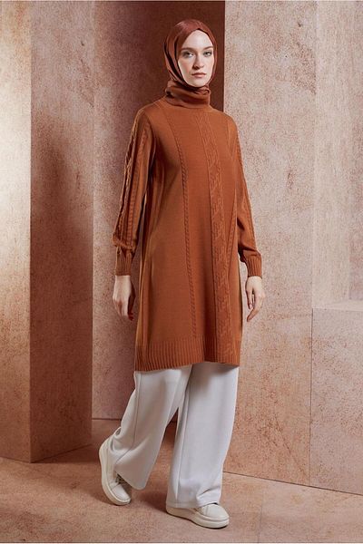 Alvina 44905 Model Knitted Patterned Knitwear Tunic