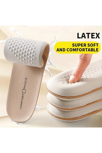 Generic 2 Latex Shoe Insoles Comfortable Breathable Leather Surface,Anti-Sweat&Odor-Resistant,Shock