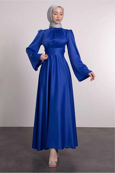 TRENDTESETTÜR Women's Navy Blue (Saks) Buckle Tuxedo Evening Dress t 5016