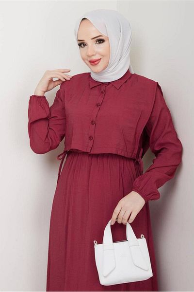TRENDTESETTÜR بدلة فستان نسائي باللون العنابي T 5374