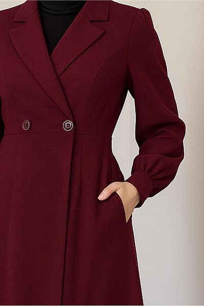 TRENDTESETTÜR Women's Burgundy Jacket Look Dress t 4126