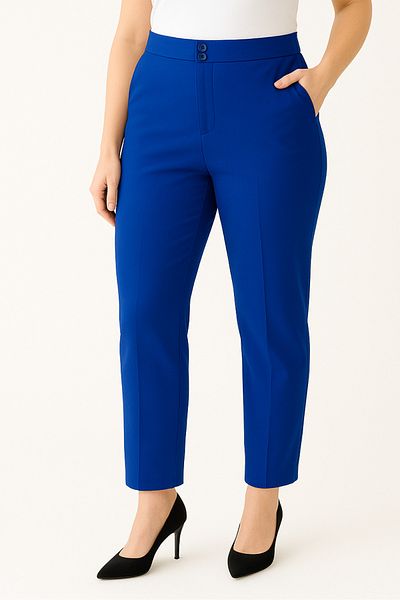 Hanezza Women's Plus Size Sax Ankle Length High Waist 42-56 Lycra Trousers