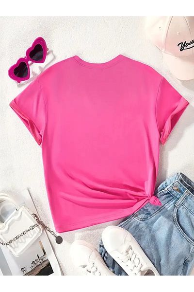 PENTHİLUS Tricou cu mânecă scurtă cu imprimeu cu litere, confortabil și respirabil, pentru fete