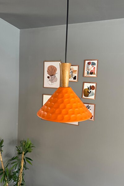 Bamyum Rumy Turuncu Tekli Avize Huni Başlık Sarkıt Ofis Showroom Salon Mutfak Avizeleri