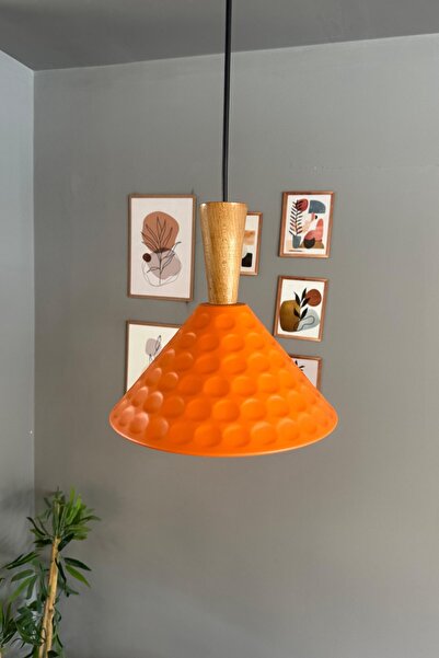 Bamyum Rumy Turuncu Tekli Avize Huni Başlık Sarkıt Ofis Showroom Salon Mutfak Avizeleri