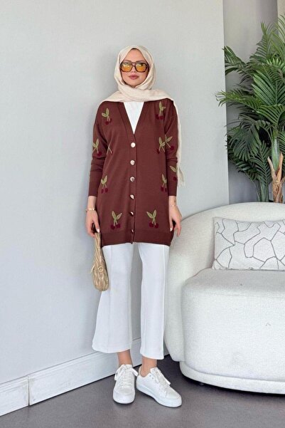 Şulemoda Giyim Cherry Mercerized Cardigan Brown