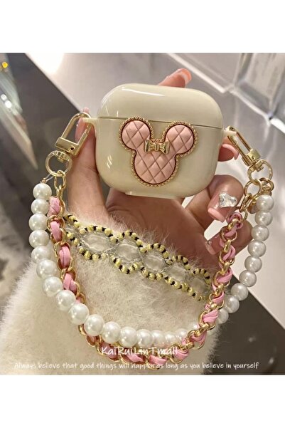 UnDePlus Apple Airpods 3. Nesil Uyumlu Kılıf Kalp Leopar Taş Kiraz Desenli Fiyok Tutmalı Kılıflar