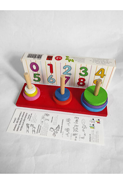 BEYHAN BAYHAN Ahşap Hanoi Kuleleri Zeka Oyunu - 8 Yaş+ Eğitici Ahşap Oyuncak 7 Diskli - 18cm