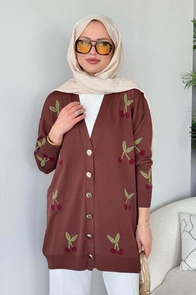 Şulemoda Giyim Cherry Mercerized Cardigan Brown