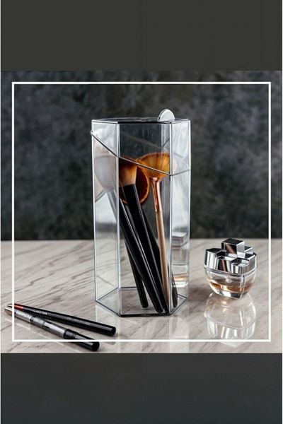MultiStore Hexagonal Covered Brush Holder - Makeup Organizer