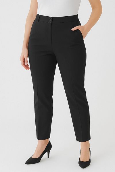 Hanezza Pantaloni din țesătură cu buzunar, negru, cu talie înaltă, până la gleznă