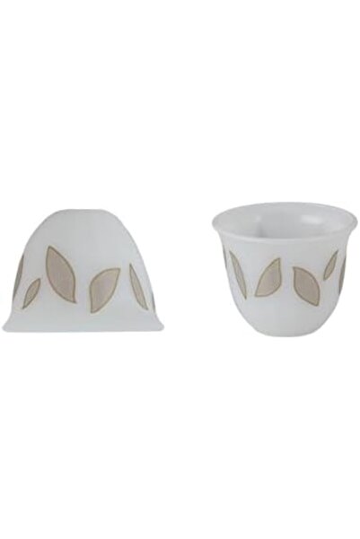 ALSAIF Set Of 12 Arabic Coffee Cups Made Of Porcelain, Silver Color, Size S