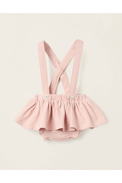 Ziddy Piqu Strappy Pinafore Dress for Newborn Girls, Pink