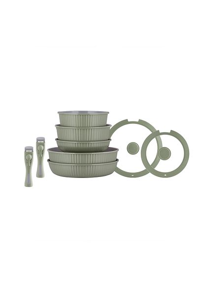 Madame Coco Benard 9 Piece Cookware Set - Green