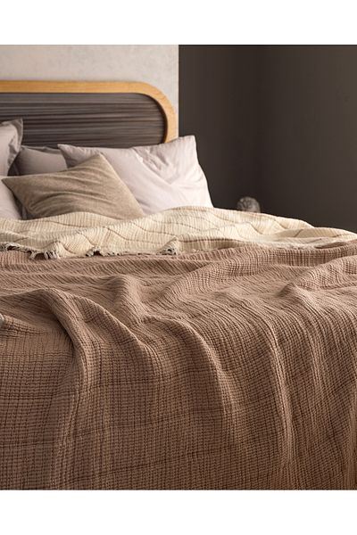Madame Coco Carolines Double Cotton Bedspread - Beige
