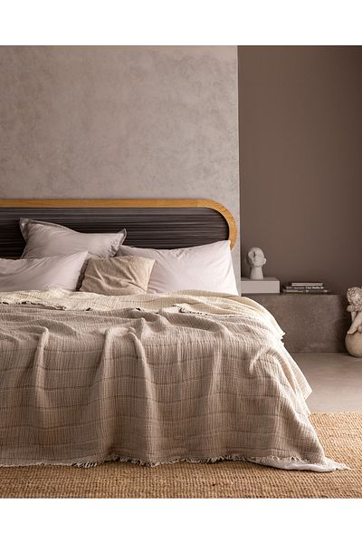 Madame Coco Carolines Double Cotton Bedspread - Stone