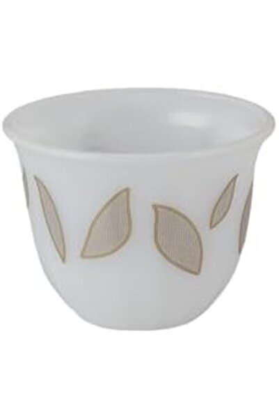 ALSAIF Set Of 12 Arabic Coffee Cups Made From Porcelain, Silver Color, Size L