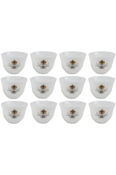 ALSAIF Java Cups Set By Al Saif Korean 12 Pieces, Size S, White/gold