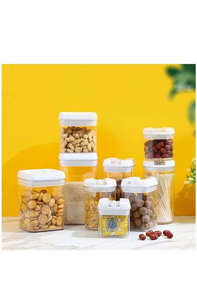 COOYA 9-Piece Storage Container Set, With Lid, High-Quality Acrylic, For Storing Snacks, Grains and Spices
