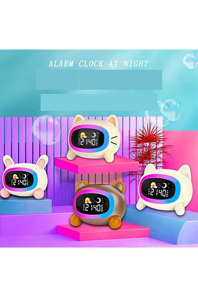 COOYA Bedroom Alarm Clock, Contains Icons and Colored lights，5 Sleep Sounds，for Toddlers Boys Girls Teens