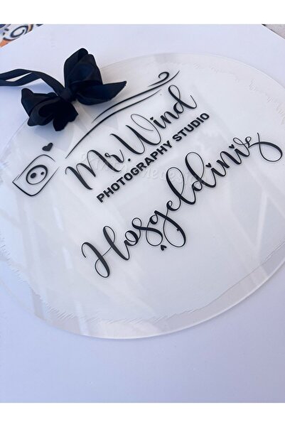 Pass Pano İsme Özel 30 Cm Şeffaf Pleksi Kapı Süsü Kurdeleli Şık Tasarım