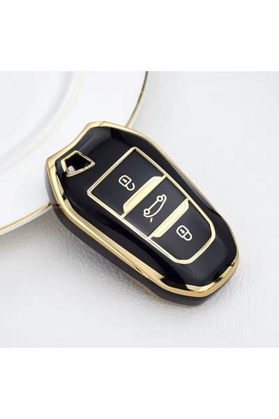YıldızTuning Peugeot 3008 Key Case Without Sustas Black-Gold