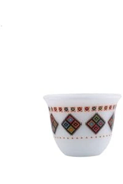 ALSAIF Java Cup Set - 12 Pieces Center Design, Xl Size, Porcelain, Multicolor