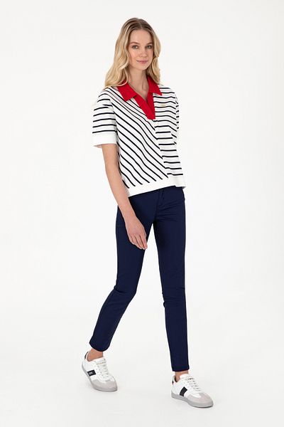U.S. Polo Assn. Women's Navy Blue Toothpick Fit Canvas Trousers 50299110 -Vr033