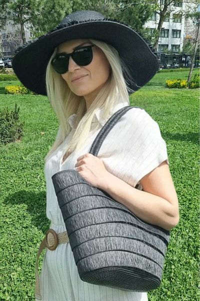 Uniquetrenders Women's Bohemian Style Tasseled Straw Summer Beach Hat and Tassel Shoulder Bag Set of 2