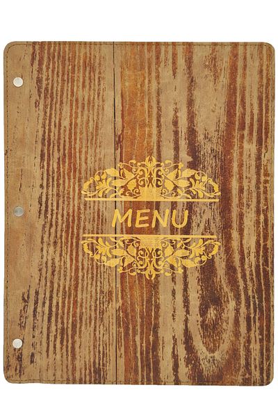 ankara menü Wooden Patterned Leather A4 Menu (Authentic)
