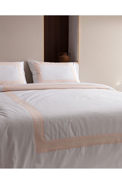Madame Coco Valette Double 100% Cotton Duvet Cover Set - White/Powder